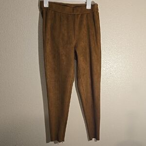 Elegant Brown Suede Women's Pants